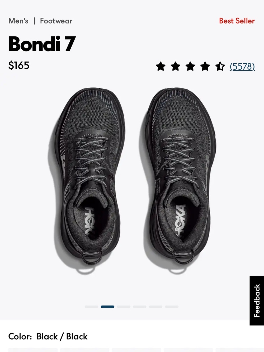 Hoka Men’s Black Bondi 7 Sneaker Size 10 4 E Extra Wide